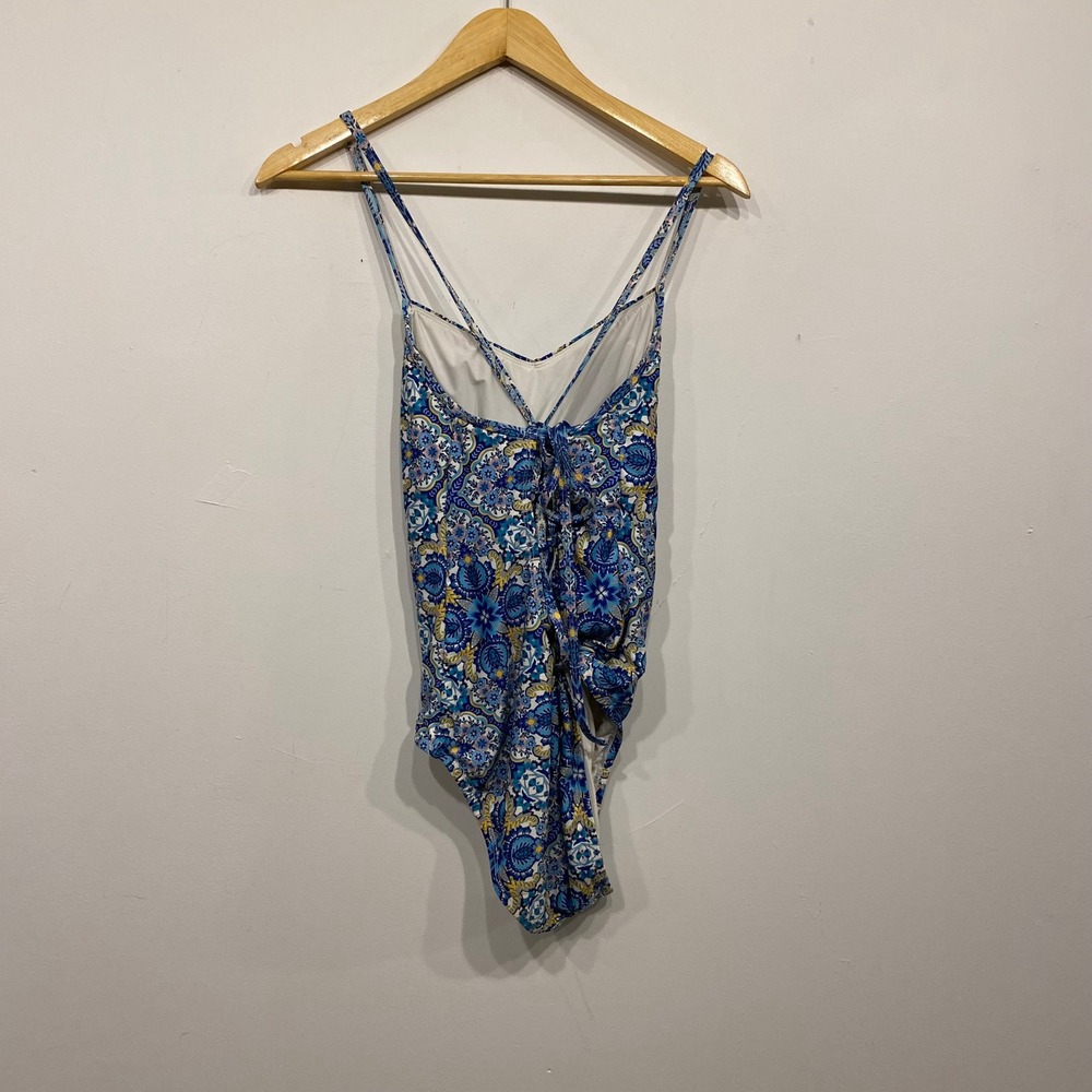 Anthropologie Allihop Blue Yellow‎ Paisley Medallion One Piece Swimsuit Back S - Picture 5 of 5